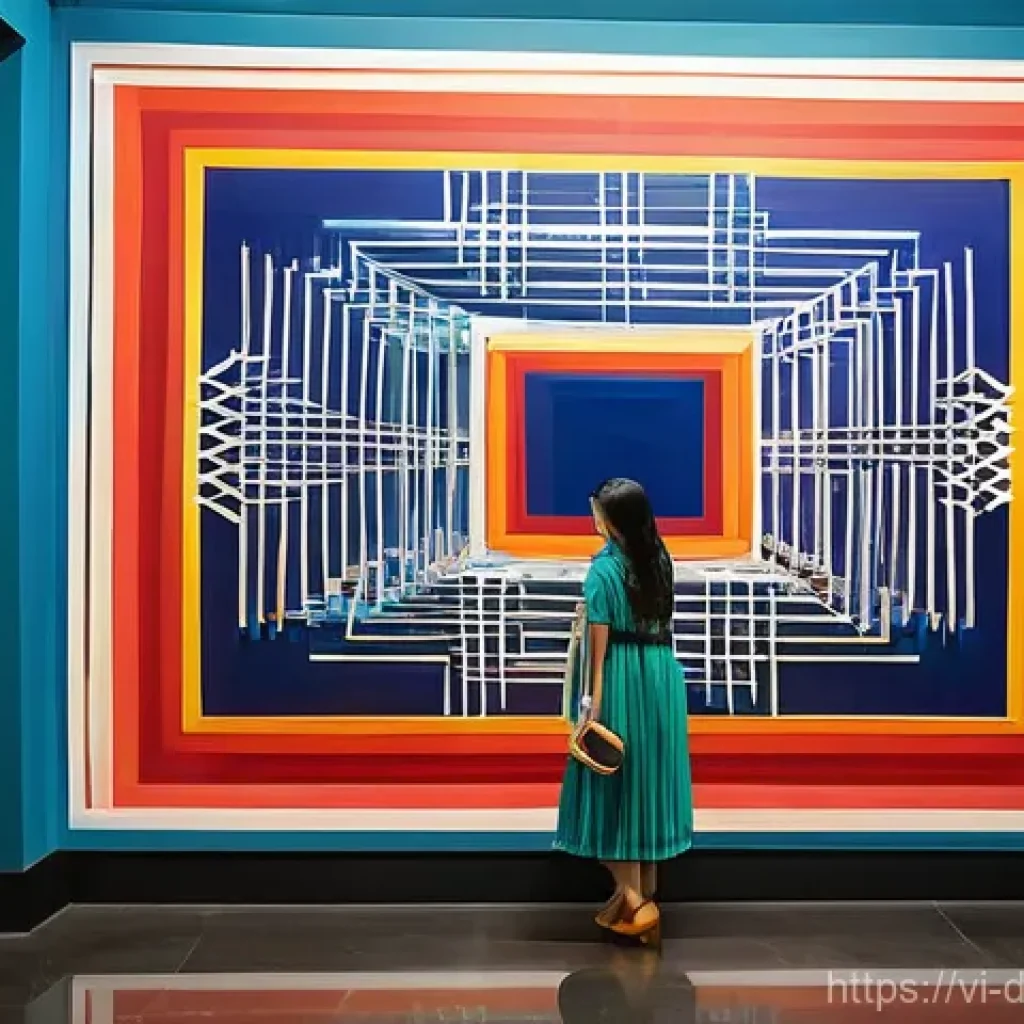 데이터 기반 아트의 플랫폼과 커뮤니티 - **Prompt:** A vibrant, intricate data art installation displayed prominently within a modern Vietnam...