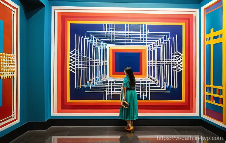 데이터 기반 아트의 플랫폼과 커뮤니티 - **Prompt:** A vibrant, intricate data art installation displayed prominently within a modern Vietnam...